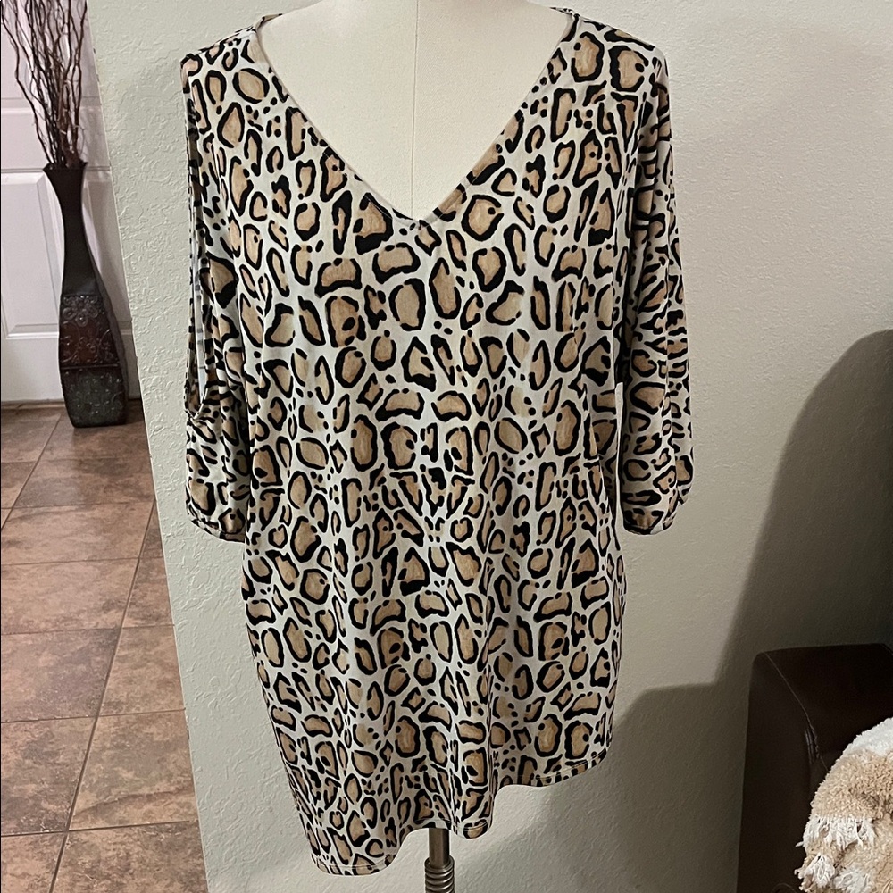 Lane Bryant Animal Print V-Neck Blouse